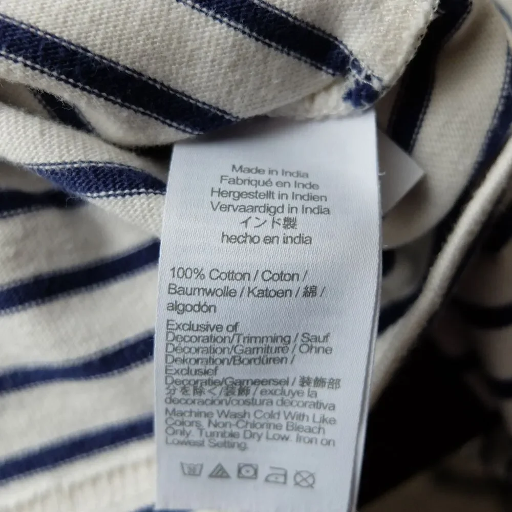 J Crew White Navy Blue Classic Mariner Boatneck 3/4 Sleeves Size XS